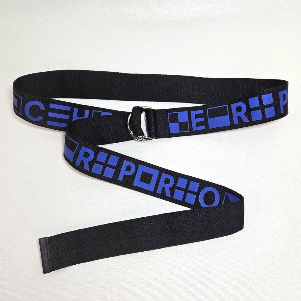 Proenza Schouler Logo Webbing Belt Blue Black Nylon D-Ring Streetwear 58"
